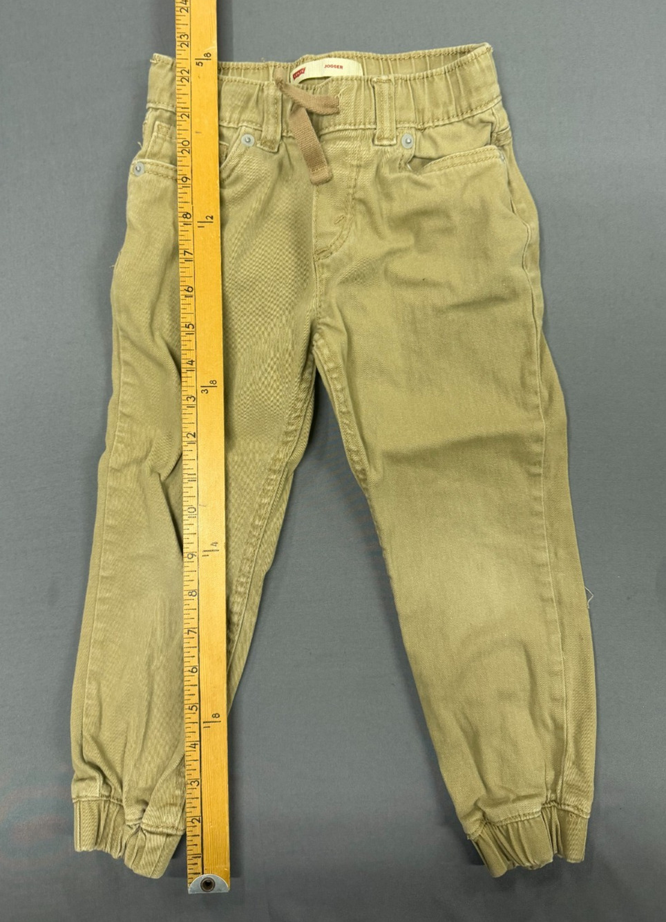 Levi's Boys Jogger Pants Size 5 Khaki Cotton Drawstring Casual Pull On